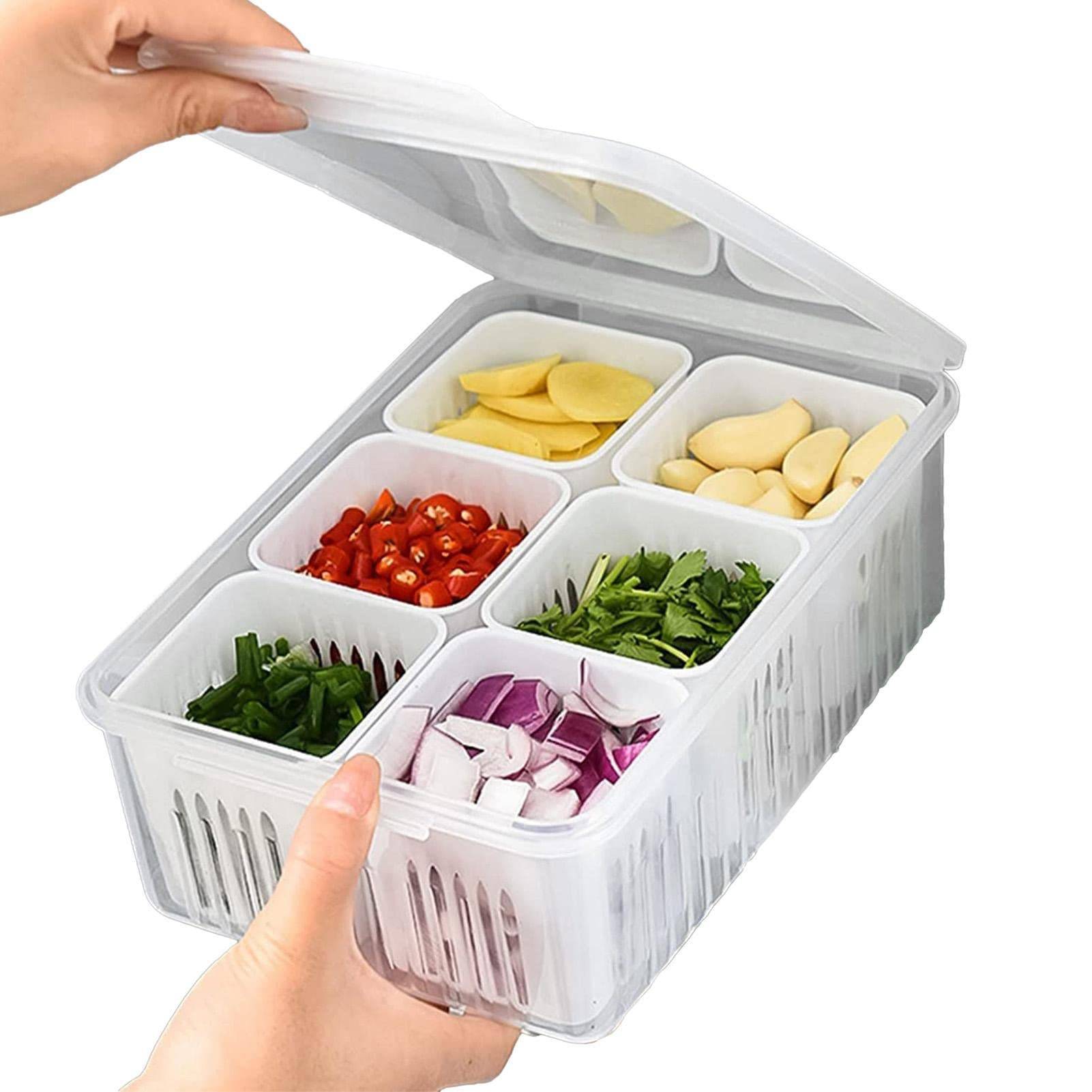 6 in 1 Fridge Storage Containers Transparent Box | ৬ ইন ১ ফ্রিজ স্টোরেজ কন্টেইনারস